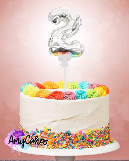 Sweet Stamp Cake Topper – Folien Ballon – 2 Silber