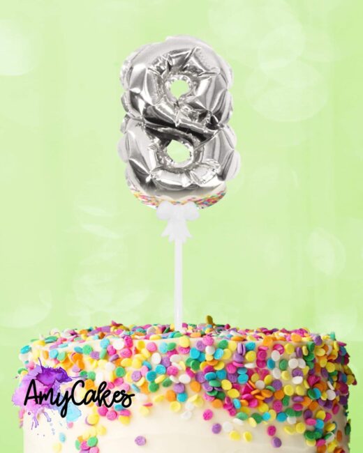 Sweet Stamp Cake Topper – Folien Ballon – 8 Silber