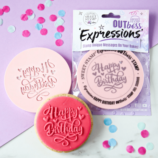 Sweet Stamp Fondant Stempel – Happy Birthday Herzen – Outboss