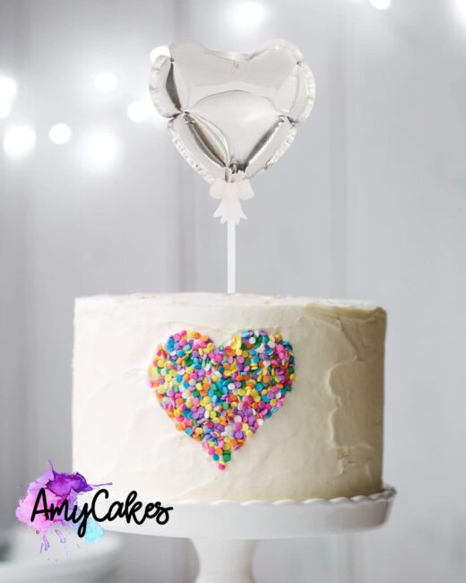 Sweet Stamp Cake Topper – Folien Ballon – Herz Silber